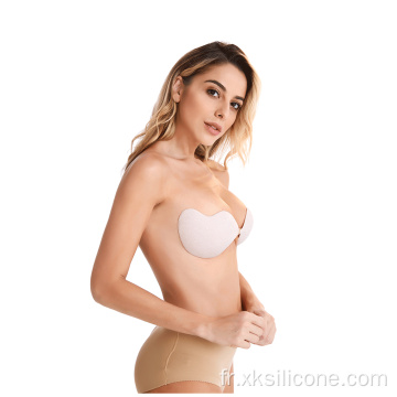 Soutien-gorge invisible en silicone avec tissu auto-adhésif